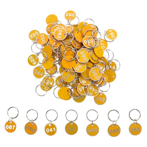 TOVINANNA 100 Stück digitale Hand Etikett Nummerierte Schilder aus Aluminium runde Tags Nummernschild für das Schließfach Nummerierte Tags ID -Tag Aluminiumschild Aluminiumlegierung Gelb von TOVINANNA