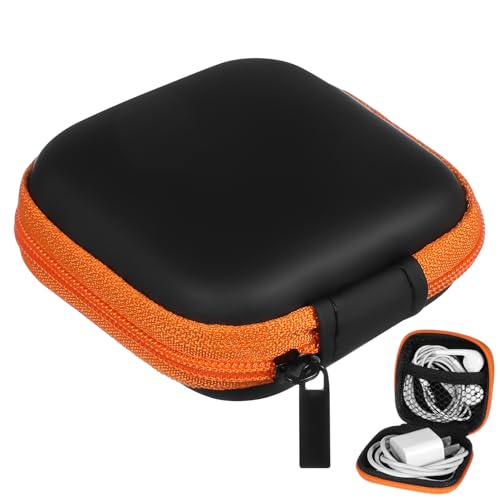 TOVINANNA Orangen Mini Eva Kopfhöreretui, Ohrhörer Tasche, Earbud Aufbewahrungsbox, Tragetasche für Headset, USB-Kabel, 7,5 x 7,5 x 2,5 cm von TOVINANNA