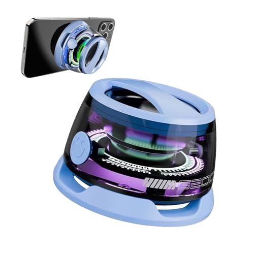Magnetischer Bluetooth-Lautsprecher, Tragbarer Magnetischer Bluetooth Lautsprecher mit 3D-Raumklang RGB-Beleuchtung IPX5 Wasserdicht Mini Lautsprecher für Handy für Reisen, Sport, Outdoor (Blau) von TOWEBOORY