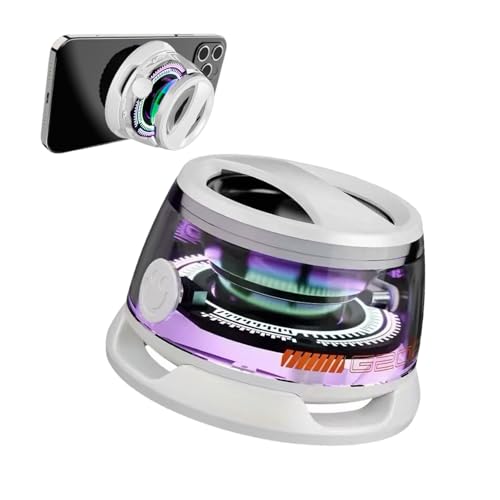 Magnetischer Bluetooth-Lautsprecher, Tragbarer Magnetischer Bluetooth Lautsprecher mit 3D-Raumklang RGB-Beleuchtung IPX5 Wasserdicht Mini Lautsprecher für Handy für Reisen, Sport, Outdoor (Weiß) von TOWEBOORY