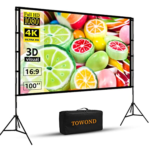 Beamer Leinwand mit Stativ, Towond 100 Zoll Indoor Projektor Tragbare Outdoor Kino, 16:9 HD Rear Front Garten Projektion mit Tragetasche für Home Party Theater Nächte Beamer Leinwand mit Stativ, Towond 100 Zoll Indoor Projektor Tragbare Outdoor Kino, 16:9 HD Rear Front Garten Projektion mit Tragetasche für Home Party Theater Nächte von TOWOND
