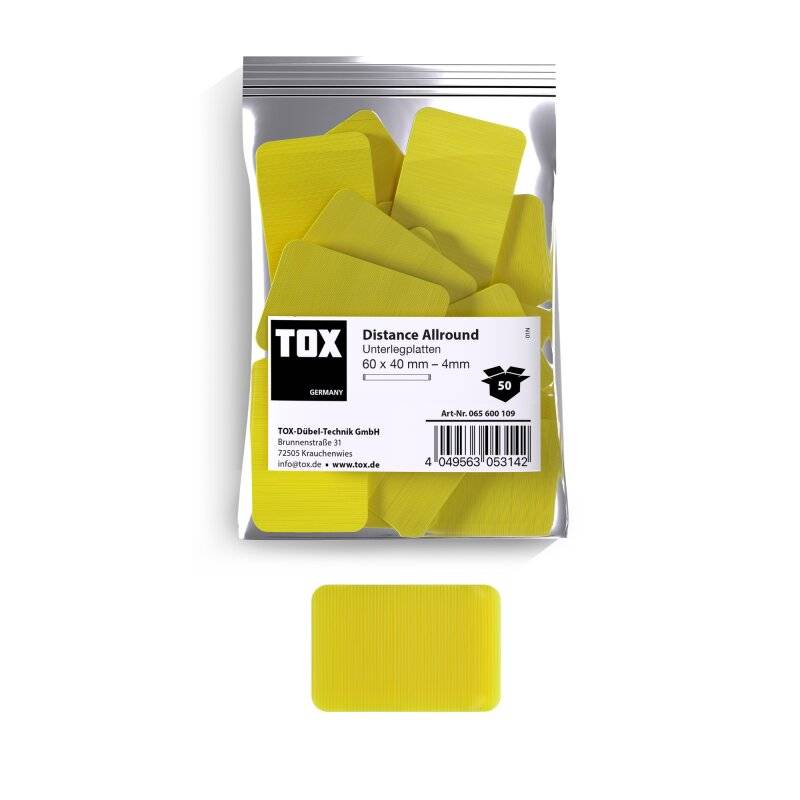 TOX Unterlegplatten Montageklötze 60x40 mm Distance Allround 4 mm - 25 Stück von TOX-DÜBEL-TECHNIK GmbH