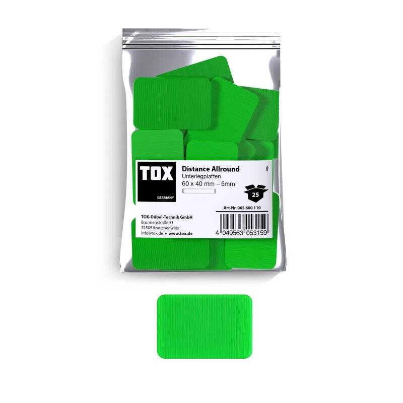 TOX Unterlegplatten Montageklötze 60x40 mm Distance Allround 5 mm - 25 Stück von TOX-DÜBEL-TECHNIK GmbH