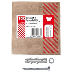TOX BARRACUDA 013601081 Dübel mit Schrauben Ø 10 mm x 50 mm, 2 St. TOX BARRACUDA 013601081 Dübel mit Schrauben Ø 10 mm x 50 mm, 2 St. von TOX