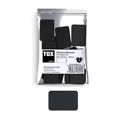 TOX Distance Allround Unterlegplatten, Ausgleichsplatten aus Kunststoff, belastbar bis 5 Tonnen, Polypropylen, 60 x 40 x 20 mm, 1 Beutel, 10 Stk., 065600113 von TOX