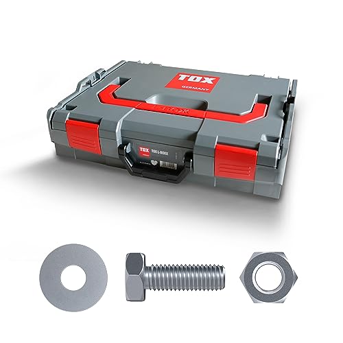 TOX L-BOXX Schrauben Sortiment DIN 125/934 / 933, robust, belast- + stapelbar mit 12-Mulden-Kleinteileinsatz, inkl. Schrauben, Muttern + U-Scheiben, 1700 tlg., 094903404 von TOX