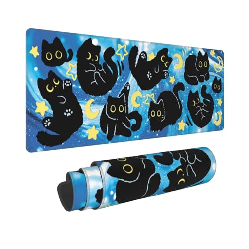 TOXXU Großes Gaming-Mauspad mit niedlicher Cartoon-Katze, für Mädchen, mit rutschfester Unterseite, Sternennacht, erweitertes XL-Mauspad, Schreibtischunterlage mit genähten Kanten für den Schreibtisch TOXXU Großes Gaming-Mauspad mit niedlicher Cartoon-Katze, für Mädchen, mit rutschfester Unterseite, Sternennacht, erweitertes XL-Mauspad, Schreibtischunterlage mit genähten Kanten für den Schreibtisch von TOXXU