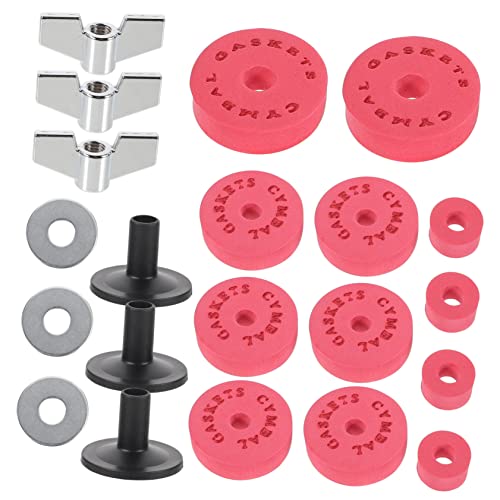 TOYANDONA 1 Satz Drum-Pads Beckenfilz-Kit Kupplungsrohr Trommelteile Wattepads Trommel rutschfeste Pads Zubehör für Trommeln Metall Dichtung einstellen Mutter Schlagzeug Eva-Baumwolle rot von TOYANDONA