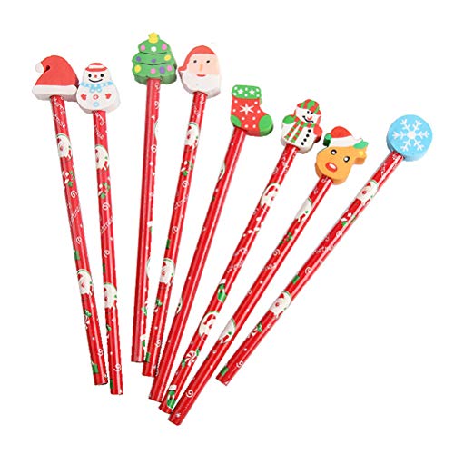 TOYANDONA 24Er Pack Weihnachtsstifte mit Cartoon Weihnachtsmuster Radiergummi Bulk Holiday Bleistift Und Radiergummi Weihnachtsfeier Gefälligkeiten für Kinder (Zufälliger Stil) von TOYANDONA