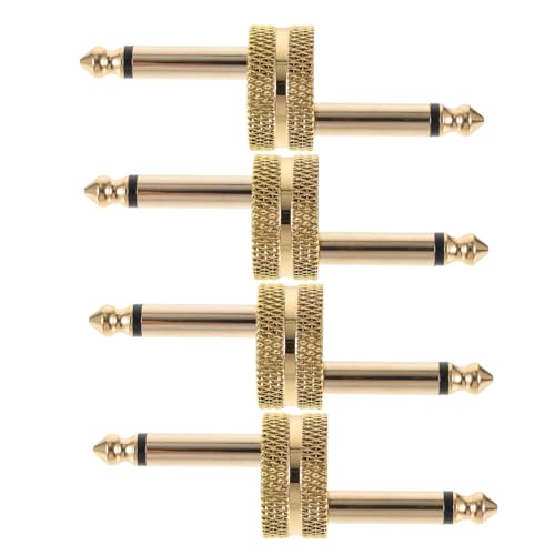 TOYANDONA 4 Stück Audio-Adapter Gitarrenpedale Steckeradapter Zubehör doppelstecker zweifachstecker headphone adapter gerätestecker Pedalkoppler E-Gitarren-Pedalanschluss Metall Golden von TOYANDONA