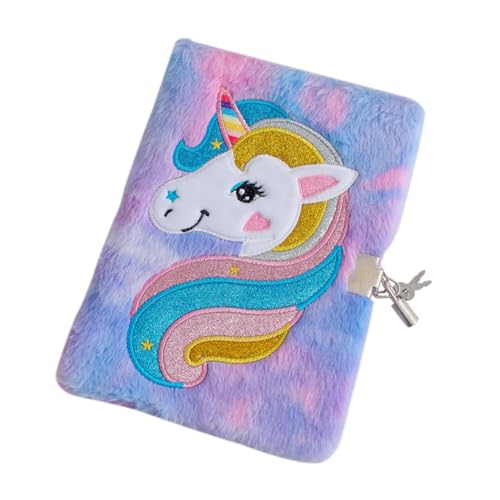 TOYANDONA Einhorn-Tagebuch Sachen für Mädchen Schlüssel Tagebuchnotizbuch Schreibwaren Plüsch Kind Einhorn-Abdeckung Molkerei Notizblock für Mädchen Mädchentagebuch Metall Violett von TOYANDONA