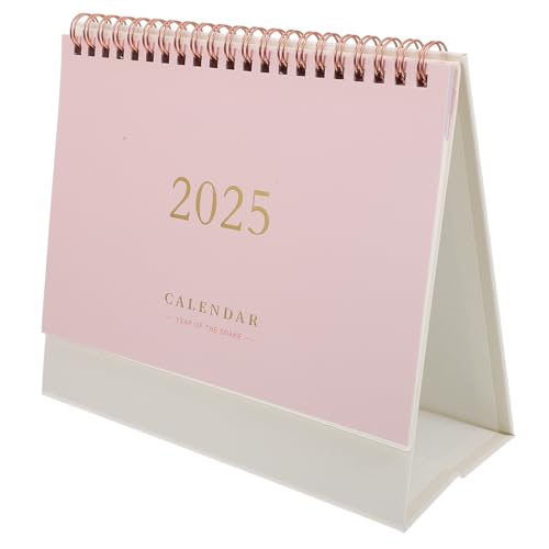 Tischkalender 2024-2025, Stehender Flip-Desktop-Kalender von Juli 2024 bis Dezember 2025, 7,5 x 6,4, Stehtischkalender mit Doppeldrahtbindung, Rosa von TOYANDONA