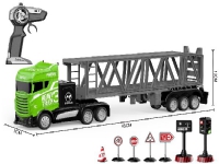 Truck R/C mit Auflieger und Schildern 1:16 2.4GHz grün von TOYMAX
