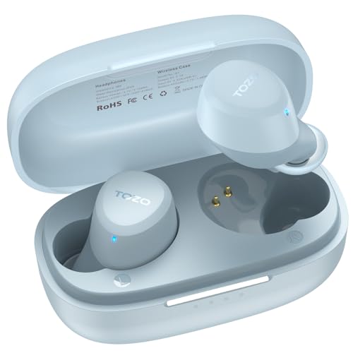 TOZO A1 In-Ear Kopfhörer Kabellos Bluetooth 5.3 mit 2 Mikrofonen für KI-Anrufe, App-Steuerung, 30 Std. Wiedergabe, IPX5 Wasserdicht, Tiefer Bass, Leicht und Bequem für kleine Ohren – Blau von TOZO