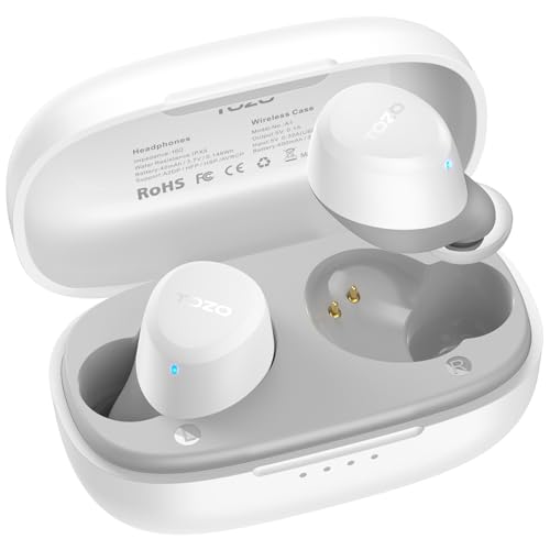 TOZO A1 Mini Bluetooth Kopfhörer, Kopfhörer Kabellos Bluetooth 5.3, Leichte Drahtlose In-Ear Kopfhörer Eingebautes Mic, Leicht Zu Tragen Ohrhörer Bluetooth (Kompatibel für kleine Ohren), Weiß von TOZO