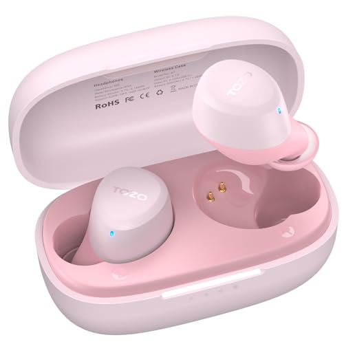 TOZO A1 In-Ear Kopfhörer Kabellos Bluetooth 5.3 mit 2 Mikrofonen für KI-Anrufe, App-Steuerung, 30 Std. Wiedergabe, IPX5 Wasserdicht, Tiefer Bass, Leicht und Bequem für kleine Ohren – Roségold von TOZO