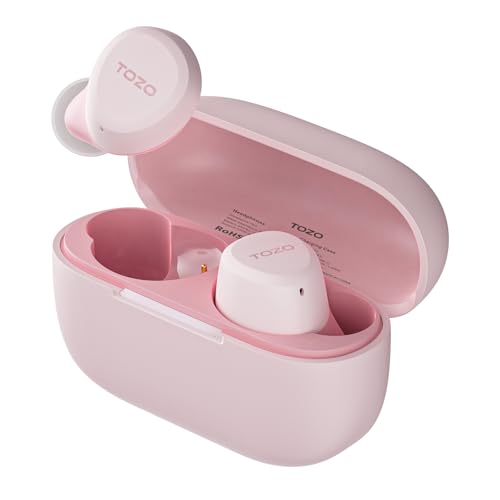 TOZO A1 Mini Bluetooth Kopfhörer 5.3 Kopfhörer Kabellos Bluetooth, In Ear Kopfhörer für kleine Ohren mit APP Steuerung, 32 Std Spielzeit Stereo Ohrhörer, IPX5 Wasserdicht Kabellose Kopfhörer - Rosa von TOZO