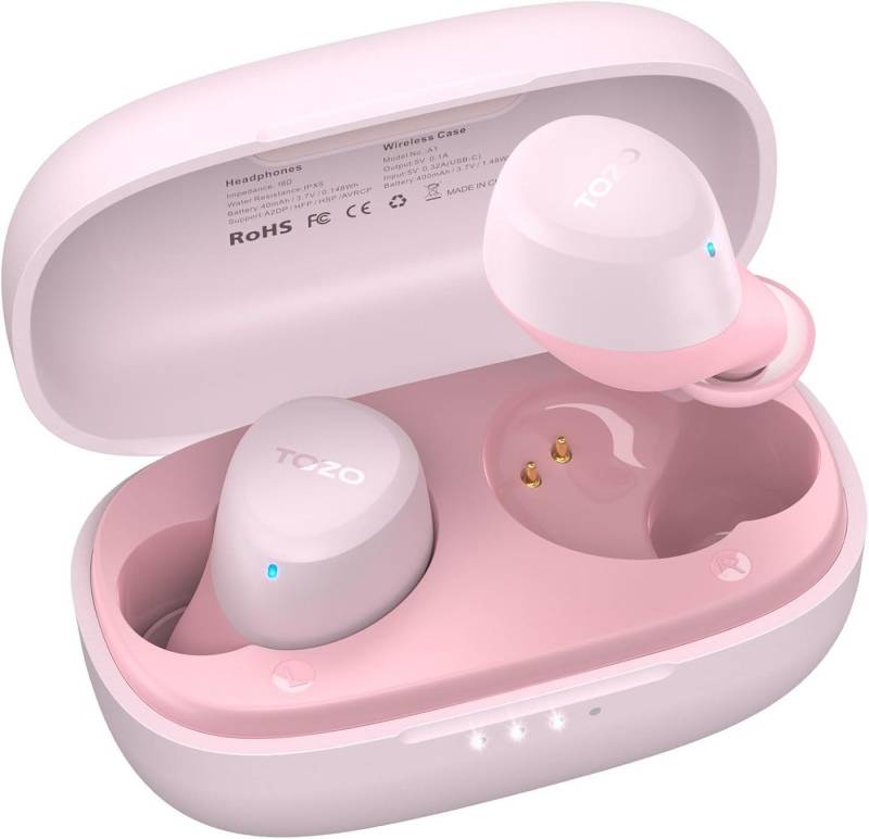 TOZO A1 Mini Kabellos Bluetooth 5.3 für kleine Ohren In-Ear-Kopfhörer (Klarer Sound: Mit kraftvollen Bässen und klaren Höhen sorgen die Kopfhörer für ein herausragendes Klangerlebnis., mit APP Steuerung, 30 Std Premium Sound, IPX5 Wasserdicht) von TOZO