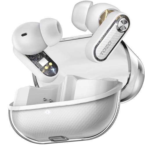 TOZO Crystal Pods Kopfhörer Kabellos Bluetooth 5.4 Bluetooth Kopfhörer, Hybrid Active Noise Cancelling Kopfhörer, Dual-Mikrofone ENC AI Klarer Anruf, 35 Std Spielzeit, APP, IPX5 wasserdichte - Weiß von TOZO
