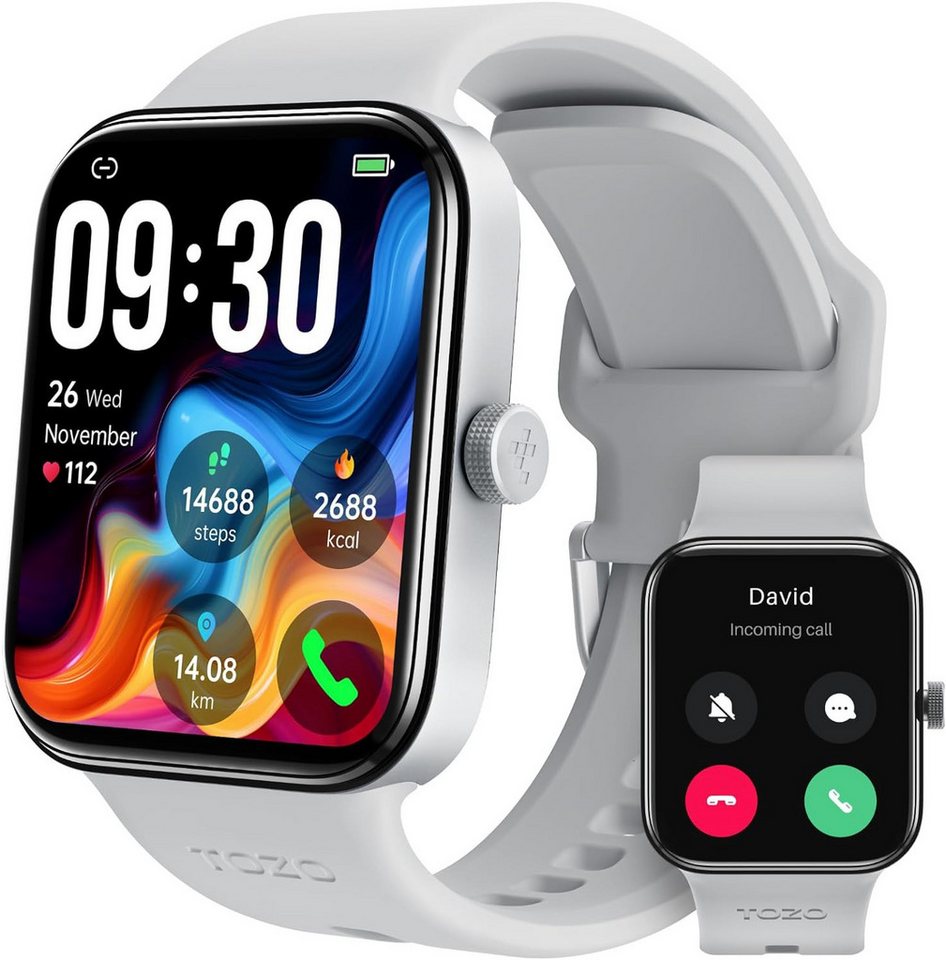 TOZO Damen's und Herren's Fitness Tracker IP68 wasserdicht Smartwatch (1,78 Zoll, Android/iOS), mit Herzfrequenz, Schlaf-Monitor Calling funktion von TOZO