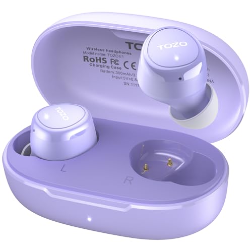 TOZO E1 Kopfhörer kabellos Bluetooth 5,3 Bluetooth Kopfhörer, In Ear Bluetooth Kopfhörer mit APP, 30 Std Premium Sound, IPX6 Wasserdicht, 2 ENC-Mikrofone klare Anrufe Noise Cancelling Kopfhörer - Lila TOZO E1 Kopfhörer kabellos Bluetooth 5,3 Bluetooth Kopfhörer, In Ear Bluetooth Kopfhörer mit APP, 30 Std Premium Sound, IPX6 Wasserdicht, 2 ENC-Mikrofone klare Anrufe Noise Cancelling Kopfhörer - Lila von TOZO