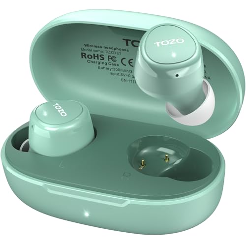 TOZO E1 Kopfhörer kabellos Bluetooth 5,3 Bluetooth Kopfhörer, In Ear Bluetooth Kopfhörer mit APP, 30 Std Premium Sound, IPX6 Wasserdicht, 2 ENC-Mikrofone klare Anrufe Noise Cancelling Kopfhörer - Grün TOZO E1 Kopfhörer kabellos Bluetooth 5,3 Bluetooth Kopfhörer, In Ear Bluetooth Kopfhörer mit APP, 30 Std Premium Sound, IPX6 Wasserdicht, 2 ENC-Mikrofone klare Anrufe Noise Cancelling Kopfhörer - Grün von TOZO