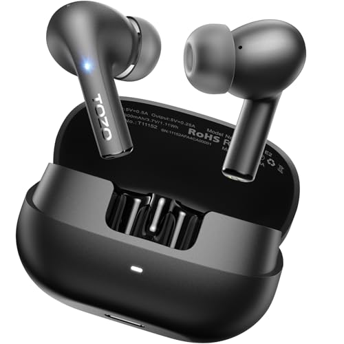 TOZO E2 Kopfhörer kabellos Bluetooth, 5.3 Bluetooth Kopfhörer, In Ear Kopfhörer mit APP Steuerung, 30 Std Tiefer Bass Kabellose Kopfhörer, 2 Mikrofone, Anruf Noise Cancelling Kopfhörer - Schwarz von TOZO