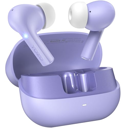 TOZO E2 Kopfhörer kabellos Bluetooth, 5.3 Bluetooth Kopfhörer, In Ear Kopfhörer mit APP Steuerung, 30 Std Tiefer Bass Kabellose Kopfhörer, 2 Mikrofone, Anruf Noise Cancelling Kopfhörer - Lila von TOZO