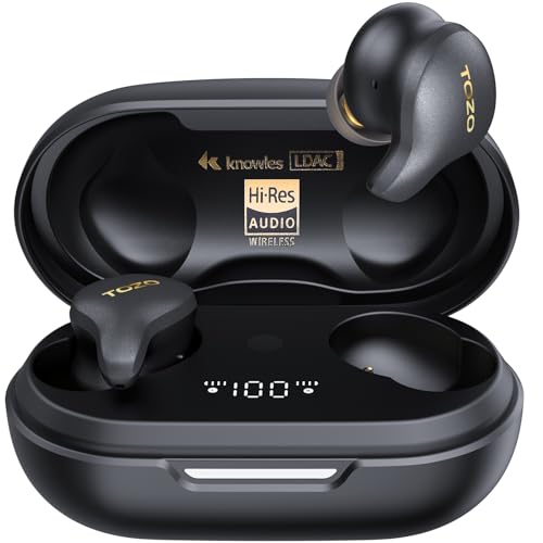 TOZO Golden X1 Kopfhörer Kabellos Bluetooth Balanced Armature Treiber und Hybrid Dynamik Treiber, OrigX Pro, LDAC & Hi-Res Audio Drahtlos, Umgebung & Aktive Geräuschunterdrückung Ohrhörer Schwarz von TOZO