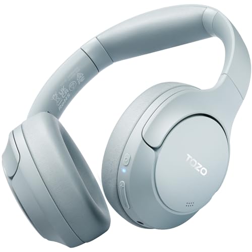 TOZO HT2 Kabelloser Bluetooth Kopfhörer Over-Ear mit Hybrid Active Noise Cancelling, 56 Stdn. Spielzeit, Hi-Res Audio, Kristallklare Anrufe, Tiefer Bass, APP Steuerung - Blau von TOZO