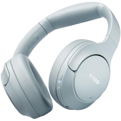 TOZO HT2 Over Ear Kopfhörer Bluetooth, Hybrid Active Noise Cancelling Kopfhörer,Kopfhörer Kabellos Bluetooth mit App Steuerung, Hi-Res Audio,60 Std Spielzeit,Tiefer Bass, Komfortable Ohrmuscheln,Blau von TOZO