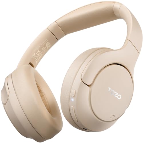 TOZO HT2 Kabelloser Bluetooth Kopfhörer Over-Ear mit Hybrid Active Noise Cancelling, 56 Stdn. Spielzeit, Hi-Res Audio, Kristallklare Anrufe, Tiefer Bass, APP Steuerung - Khaki von TOZO