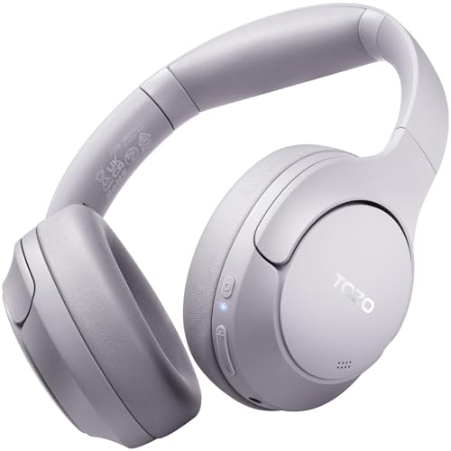 TOZO HT2 Kabelloser Bluetooth Kopfhörer Over-Ear mit Hybrid Active Noise Cancelling, 56 Stdn. Spielzeit, Hi-Res Audio, Kristallklare Anrufe, Tiefer Bass, APP Steuerung - Lila von TOZO