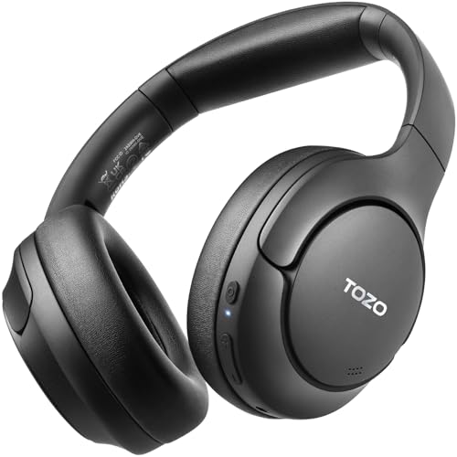 TOZO HT2 Kabelloser Bluetooth Kopfhörer Over-Ear mit Hybrid Active Noise Cancelling, 56 Stdn. Spielzeit, Hi-Res Audio, Kristallklare Anrufe, Tiefer Bass, APP Steuerung - Schwarz von TOZO
