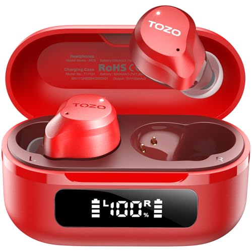 TOZO NC9 Kopfhörer Kabellos Bluetooth 5.3 Bluetooth Kopfhörer, In Ear Kopfhörer, Hybrid Active Noise Cancelling Kopfhörer mit 6 Mic,klare Anrufe,LED-Anzeige, 59H Stereo Bass, App, IPX8 Wasserdicht,Rot TOZO NC9 Kopfhörer Kabellos Bluetooth 5.3 Bluetooth Kopfhörer, In Ear Kopfhörer, Hybrid Active Noise Cancelling Kopfhörer mit 6 Mic,klare Anrufe,LED-Anzeige, 59H Stereo Bass, App, IPX8 Wasserdicht,Rot von TOZO