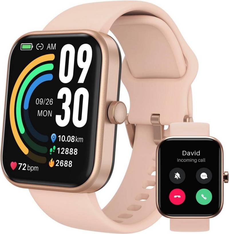TOZO Integriertes Mikrofon und Lautsprecher Smartwatch (1.78 Zoll, Android, iOS), Fitnessuhr mit Telefonfunktion, Pulsmesser Schlaftracker Schrittzähler von TOZO