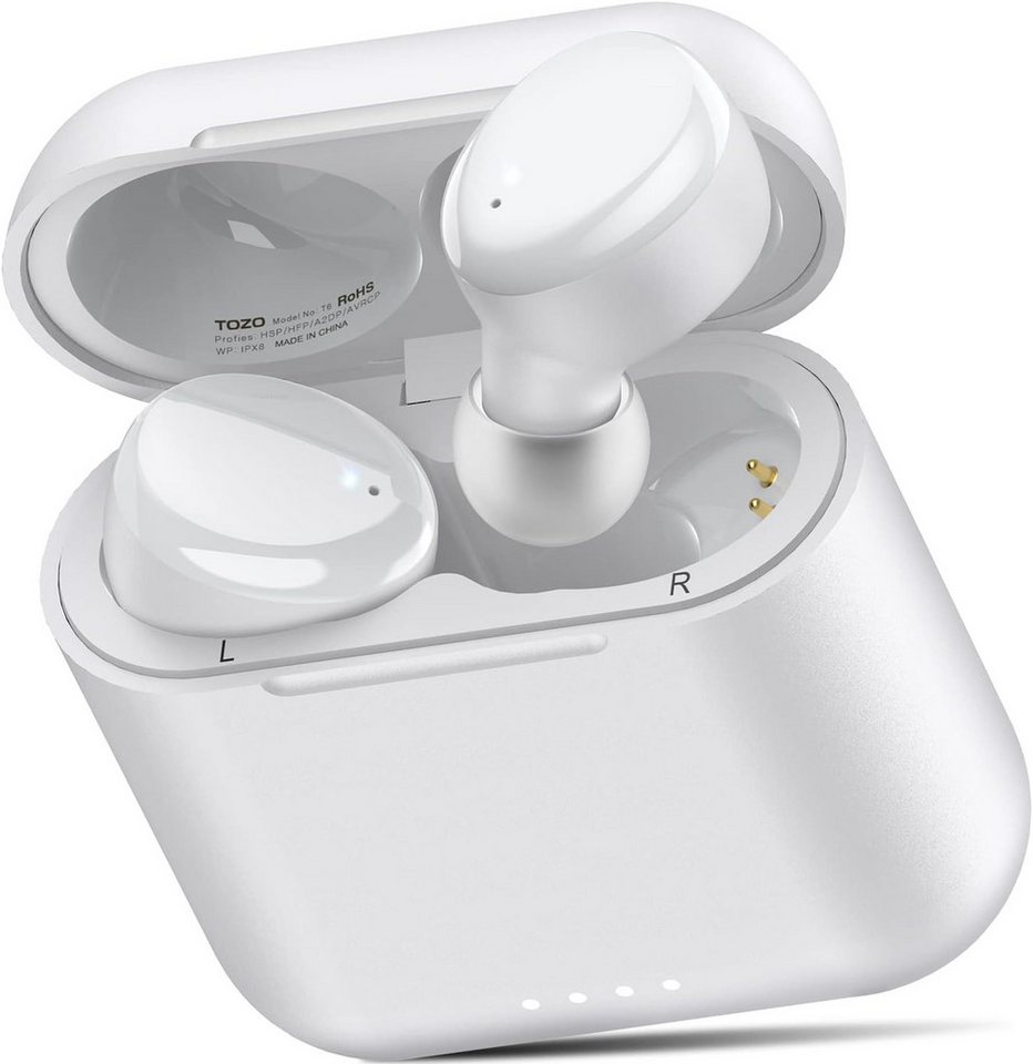 TOZO Kabellos Touch Control mit Kabellosem Ladecase, IPX8 Wasserdicht In-Ear-Kopfhörer (Lange Akkulaufzeit von über 10 Stunden für ununterbrochenen Musikgenuss., Ohrhörer Bluetooth, Integriertem Mikrofon, Premium-Tiefbass für Sport) von TOZO