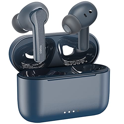 TOZO NC2 Kopfhörer Kabellos Bluetooth 5.2, Bluetooth Kopfhörer mit Hybrid Aktiver Geräuschunterdrückung, In-Ear Detection Kopfhörer, Eintauchender Sound Premium Tiefbass Ohrhörer, Blau von TOZO