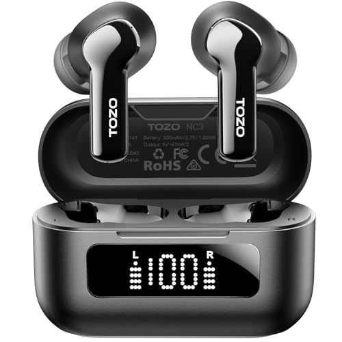TOZO NC3 Kopfhörer Kabellos Bluetooth 5.3 Bluetooth Kopfhörer, Hybrid Active Noise Cancelling Kopfhörer mit 6 Mikrofone für klare Anrufe, 55 Std Spielzeit, LED-Anzeige, APP,IPX8 Wasserdichte - Schwarz TOZO NC3 Kopfhörer Kabellos Bluetooth 5.3 Bluetooth Kopfhörer, Hybrid Active Noise Cancelling Kopfhörer mit 6 Mikrofone für klare Anrufe, 55 Std Spielzeit, LED-Anzeige, APP,IPX8 Wasserdichte - Schwarz von TOZO