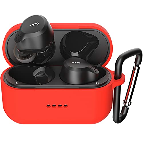 TOZO NC7 Schutzhülle aus Silikon Stoßfest wasserdicht Soft Skin Cover Matte Textur für TOZO NC7 Ohrhörer mit Front-LED sichtbar und Schlüsselanhänger Rot TOZO NC7 Schutzhülle aus Silikon Stoßfest wasserdicht Soft Skin Cover Matte Textur für TOZO NC7 Ohrhörer mit Front-LED sichtbar und Schlüsselanhänger Rot von TOZO