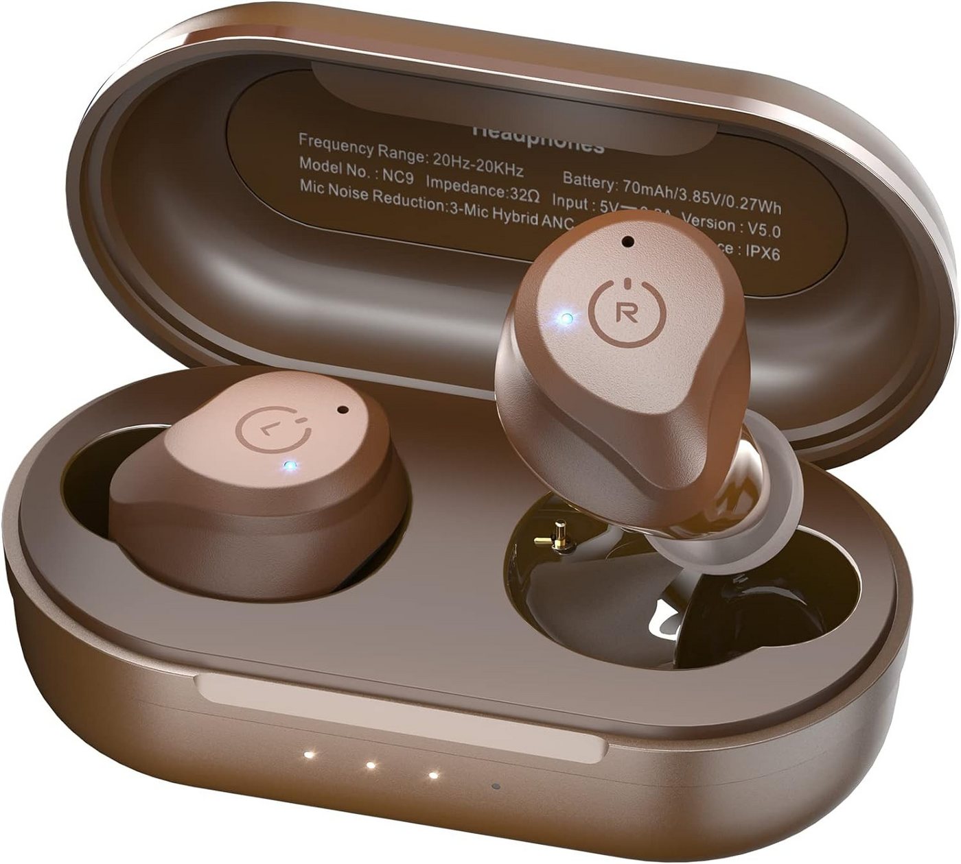 TOZO NC9 Bluetooth 5.3 Mit Hybrid Active Noise Cancellation In-Ear-Kopfhörer (Schnelle Verbindung und einfache Einrichtung für sofortigen Musikgenuss., Stereo In-Ear Headphones mit Immersive Sound, 3 Microphones) von TOZO