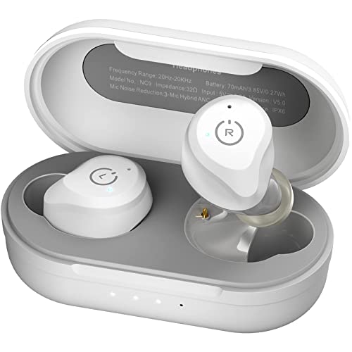 TOZO NC9 Bluetooth Kopfhörer, Kopfhörer Kabellos mit Hybrid Aktiver Geräuschunterdrückung, Bluetooth 5.3 Ohrhörer, Stereo In-Ear Kopfhörer mit Immersivem Klang, 3 Mikrofonen Weiß von TOZO