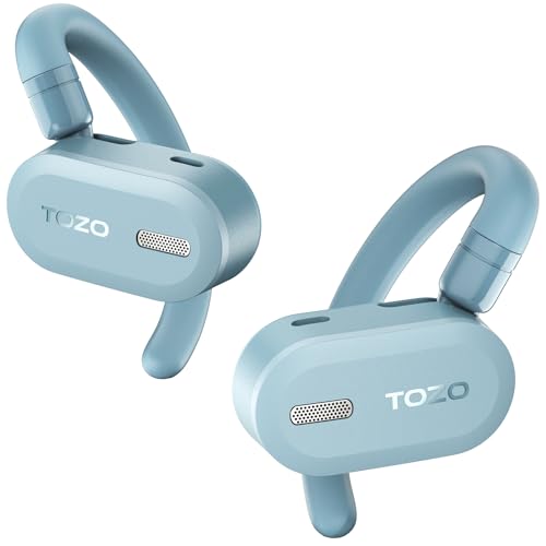 TOZO Open Buds Leichte Bluetooth Kopfhörer Kabellos 5.3 mit Mehrwinkelverstellung, Offenes Ohrdesign für langanhaltenden Komfort, Kristallklare Anrufe während der Fahrt, Blau von TOZO