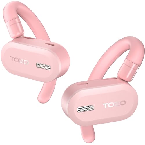 TOZO Open Buds Leichte Bluetooth Kopfhörer Kabellos 5.3 mit Mehrwinkelverstellung, Offenes Ohrdesign für langanhaltenden Komfort, Kristallklare Anrufe während der Fahrt, Rosa von TOZO
