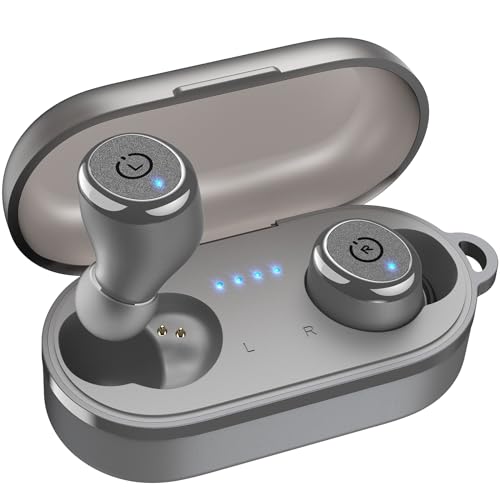 TOZO T10 Bluetooth Kopfhörer, 55 Stdn. Spielzeit mit Kabelloser Ladebox, App Customize 16 EQ, Ergonomisches Design IPX8 Wasserdicht Headset Leistungsstarker Sound für Sport Arbeit Studium, Grau von TOZO