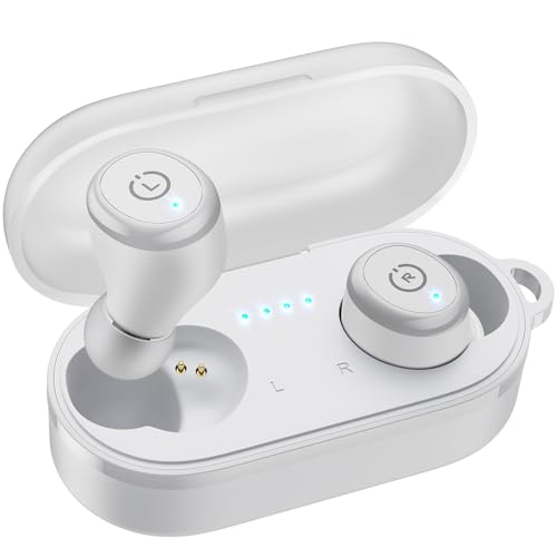 TOZO T10 Bluetooth Kopfhörer, 55 Stdn. Spielzeit mit Kabelloser Ladebox, App Customize 16 EQ, Ergonomisches Design IPX8 Wasserdicht Headset Leistungsstarker Sound für Sport Arbeit Studium, Weiß von TOZO