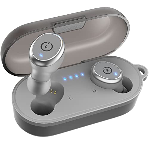 TOZO T10 Bluetooth Kopfhörer Kabellos In Ear Ohrhörer Sport Bluetooth 5.3 IPX8 Wasserdicht Headset mit kabellosem Ladecase Mikrofon Premium Sound Bass Grau von TOZO