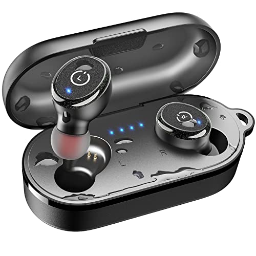 TOZO T10 Bluetooth Kopfhörer Kabellos In Ear Ohrhörer Sport Bluetooth 5.3 IPX8 Wasserdicht Headset mit kabellosem Ladecase Mikrofon Premium Sound Bass Schwarz von TOZO