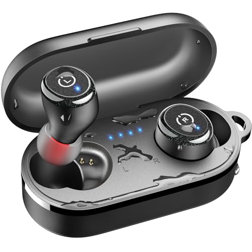 TOZO T10 Mini Bluetooth Kopfhörer, 55 Stdn. Spielzeit mit Kabelloser Ladebox, App Customize 16 EQ, Ergonomisches Design IPX8 Wasserdicht Headset Leistungsstarker Sound für Sport Arbeit Studium Schwarz von TOZO