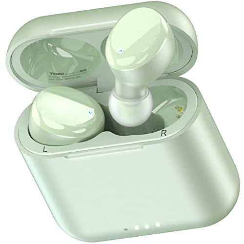 TOZO T6 Bluetooth Kopfhörer Kabellos In Ear Kopfhörer Touch Control mit Kabellosem Ladecase, IPX8 Wasserdicht Ohrhörer Bluetooth, Integriertem Mikrofon, Premium-Tiefbass Ohrhörer für Sport, Grün von TOZO